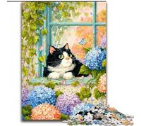 1000 Piece Jigsaw Puzzle for Adults And Teenagers Cat by The Window, Family Game Stress Reliever Difficult Challenge Enhance Love between Couples (Size 50x75cm)
