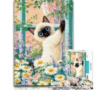 1000 Piece Jigsaw Puzzle for Adults And Teenagers Cat by The Window Puzzles,Educational Games DIY Toys Great Gifts And Toys 26x38cm