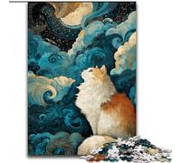 1000 Piece Jigsaw Puzzle for Adults And Teenagers Cat Looking Up at The Stars, Learning Educational Toys Family Games Unique Birthday And Gifts (Size 26x38cm)
