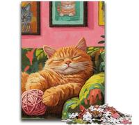 1000 Piece Jigsaw Puzzle for Adults And Teenagers Cat Playing with Ball of Yarn Help The Brain Exercise Addictive Toys to Cultivate Patience Suitable for Couples 26x38cm