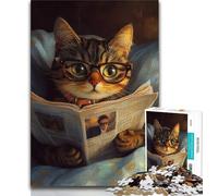 1000 Piece Jigsaw Puzzle for Adults And Teenagers Cat Reading A Newspaper Teenager Jigsaw,Decompressing Intellectual Educational Toy Birthday Gift 26x38cm