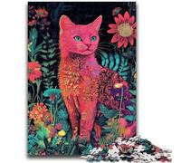 1000 Piece Jigsaw Puzzle for Adults And Teenagers Cat Sitting Among Flowers 1000 Piece Jigsaw,Learning Educational Toys Family Games Unique Birthday And Gifts (38x26cm)
