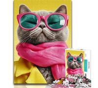 1000 Piece Jigsaw Puzzle for Adults And Teenagers Cat Wearing A Scarf,Learning Educational Toys Family Games Enhance Love between Couples (75x50cm)