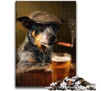 1000 Piece Jigsaw Puzzle for Adults And Teenagers Cattle Dog Smoking Puzzles,Educational Games DIY Toys Great Gifts And Toys (38x26cm)