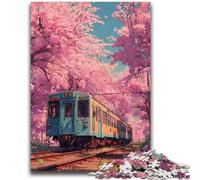 1000 Piece Jigsaw Puzzle for Adults And Teenagers Cherry Blossoms Train 1000 Pieces for Teenagers,Quiz Game for Is Ideal As A Gift for The Whole Family (38x26cm)