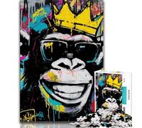 1000 Piece Jigsaw Puzzle for Adults And Teenagers Chimpanzee Graffiti Adult Jigsaw,Wishlist with Santa Claus for And Age 14 (size 38x26cm)