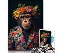 1000 Piece Jigsaw Puzzle for Adults And Teenagers Chimpanzee in Suit Adult Puzzles,Game Toys Every Piece Is Unique - Challenging Family Fun Game (size 75x50cm)