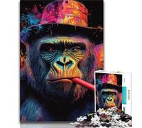 1000 Piece Jigsaw Puzzle for Adults And Teenagers Chimpanzee Smoking Adult Puzzles,Educational Games Wall Decoration Unique Birthday And Xmas Gifts (size 75x50cm)