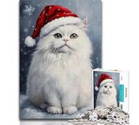 1000 Piece Jigsaw Puzzle for Adults And Teenagers Christmas White Cat,Learning Educational Toys Family Games Enhance Love between Couples (38x26cm)