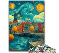 1000 Piece Jigsaw Puzzle for Adults And Teenagers City Under The Night Sky for And 14 Years And over Impossible Game Christmas Birthday Gift 26x38cm