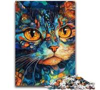 1000 Piece Jigsaw Puzzle for Adults And Teenagers Color Cat Charcoal Art Staycation Kill Time for Home Decoration 26x38cm