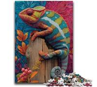 1000 Piece Jigsaw Puzzle for Adults And Teenagers Color Chameleon Stress Reliever Difficult Challenge Enhance Love between Couples 26x38cm