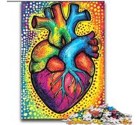 1000 Piece Jigsaw Puzzle for Adults And Teenagers Color Heart,Stress Reliever Difficult Challenge with Matching Poster And Trivia Sheet 38X52CM