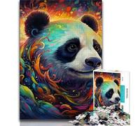 1000 Piece Jigsaw Puzzle for Adults And Teenagers Colorful Art Panda,Charcoal Art Staycation Kill Time for Home Decoration (75x50cm)