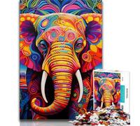 1000 Piece Jigsaw Puzzle for Adults And Teenagers Colorful Elephant Puzzles for Teenagers,Quiz Game Wall Decoration Unique Birthday And Xmas Gifts 38x26cm