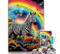 1000 Piece Jigsaw Puzzle for Adults And Teenagers Colorful Zebras Puzzles for Teenagers,Birthday Present, Gifts, Wall Art for Age 14 Years Up 38x26cm