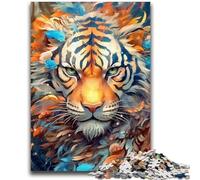 1000 Piece Jigsaw Puzzle for Adults And Teenagers Colourful Animal Tiger Staycation Kill Time with Fully Interlocking Randomly Shaped Pieces 50x75cm