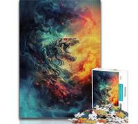 1000 Piece Jigsaw Puzzle for Adults And Teenagers Colourful Dinosaur Skull Puzzles for Teenagers,Brain Teaser - Birthday Gift for Men 75x50cm