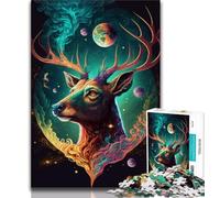 1000 Piece Jigsaw Puzzle for Adults And Teenagers Cosmic Trippy Deer 1000 Pieces for Teenagers,learning Educational Is Ideal As A Gift for The Whole Family (size 38x26cm)
