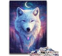 1000 Piece Jigsaw Puzzle for Adults And Teenagers Cosmic White Wolf for Age 14 Years And over Family Games Christmas Game Presents for Women 50x75cm