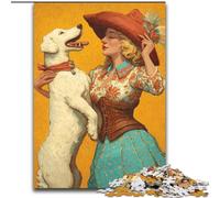 1000 Piece Jigsaw Puzzle for Adults And Teenagers Cowgirl Dog in Wildflowers, for 14+ Challenging Game As A Gift for The Whole Family And Friends (Size 26x38cm)