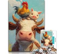 1000 Piece Jigsaw Puzzle for Adults And Teenagers Cows And Hens 1000 Piece Jigsaw,for Educational Game Challenge Toy Deal As Gifts for The Whole Family 75x50cm