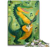 1000 Piece Jigsaw Puzzle for Adults And Teenagers Crocodile Playing Guitar Family Game Stress Reliever Difficult Challenge Artists Collection, Fine Art 26x38cm