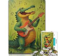 1000 Piece Jigsaw Puzzle for Adults And Teenagers Crocodile Playing Guitar Puzzles,Challenging Game Gifts for Is Ideal As A Gift for The Whole Family 50x75cm