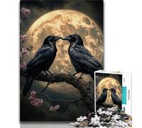 1000 Piece Jigsaw Puzzle for Adults And Teenagers Crows Under The Moon Puzzles for Teenagers,Quiz Game Wall Decoration Unique Birthday And Xmas Gifts 38x26cm