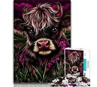 1000 Piece Jigsaw Puzzle for Adults And Teenagers Cute Highland Cow,Family Game Stress Reliever Difficult Challenge Suitable for Couples (75x50cm)