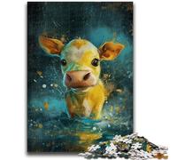 1000 Piece Jigsaw Puzzle for Adults And Teenagers Cute Little Yellow Cow Staycation Kill Time with Fully Interlocking Randomly Shaped Pieces 50x75cm