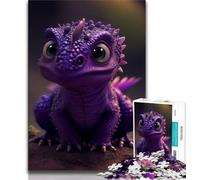 1000 Piece Jigsaw Puzzle for Adults And Teenagers Cute Purpel Dragon Puzzles for Teenagers,with Matching Poster And Trivia Sheet for Ages 14+ 75x50cm