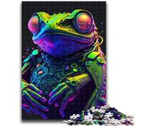 1000 Piece Jigsaw Puzzle for Adults And Teenagers Cyber Frog Neon Help The Brain Exercise Addictive Toys to Cultivate Patience Suitable for Couples 50x75cm