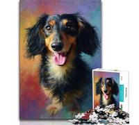 1000 Piece Jigsaw Puzzle for Adults And Teenagers Dachshund Oil Painting Adult Puzzles,Game Toys Every Piece Is Unique - Challenging Family Fun Game (size 38x26cm)