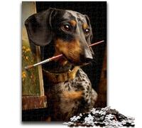 1000 Piece Jigsaw Puzzle for Adults And Teenagers Dachshund Painter for Age 14+ Intellectual Game Christmas Birthday Gifts 26x38cm