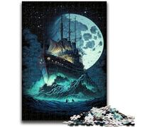 1000 Piece Jigsaw Puzzle for Adults And Teenagers Dark Pirate Ship for And from 14 Years And over Play Toys Because It Is Ideal As A Gift for The Whole Family 38x26cm