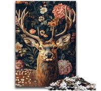 1000 Piece Jigsaw Puzzle for Adults And Teenagers Deer And Flowers Charcoal Art Staycation Kill Time for Home Decoration 26x38cm