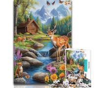 1000 Piece Jigsaw Puzzle for Adults And Teenagers Deer And Wolf,Charcoal Art Staycation Kill Time for Home Decoration 38x26cm