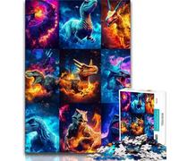 1000 Piece Jigsaw Puzzle for Adults And Teenagers Dinosaur Collage,Help The Brain Exercise Addictive Toys to Cultivate Patience Perfect Decoration 38x26cm