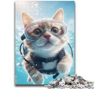 1000 Piece Jigsaw Puzzle for Adults And Teenagers Diver Cat for And 14 Years And over Impossible Game Christmas Birthday Gift 50x75cm