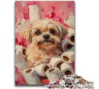 1000 Piece Jigsaw Puzzle for Adults And Teenagers Dogs And Toilet Paper for 14+ Difficult to Complete But Fun And Humorous Birthday Gift 26x38cm