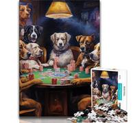 1000 Piece Jigsaw Puzzle for Adults And Teenagers Dogs Playing Poker,Charcoal Art Staycation Kill Time for Home Decoration (75x50cm)