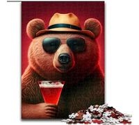 1000 Piece Jigsaw Puzzle for Adults And Teenagers Drinking Brown Bear,Toys Educational Games Stress Relieving Great Gifts And Toys 38x26cm