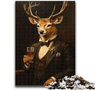 1000 Piece Jigsaw Puzzle for Adults And Teenagers Drinking Red Hotel Deer Educational Games Home Decoration Educational Game for Birthday, Chrismas 50x75cm
