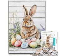 1000 Piece Jigsaw Puzzle for Adults And Teenagers Easter Bunny Baby,Stress Reliever Difficult Challenge with Matching Poster And Trivia Sheet 38x26cm