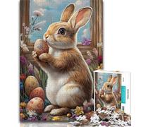1000 Piece Jigsaw Puzzle for Adults And Teenagers Easter Bunny Rabbit Teenager Jigsaw,Decompressing Intellectual Educational Toy Birthday Gift 26x38cm