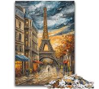 1000 Piece Jigsaw Puzzle for Adults And Teenagers Eiffel Tower Oil Painting Charcoal Art Staycation Kill Time for Home Decoration 50x75cm