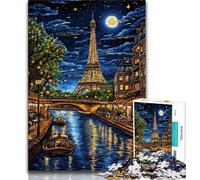 1000 Piece Jigsaw Puzzle for Adults And Teenagers Eiffel Tower Oil Painting,Learning Educational Toys Family Games Enhance Love between Couples (75x50cm)