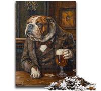 1000 Piece Jigsaw Puzzle for Adults And Teenagers English Bulldog Drinking for Age 14 Years And over Family Games Christmas Game Presents for Women 26x38cm