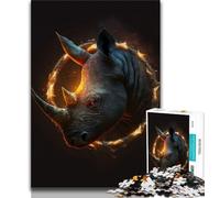 1000 Piece Jigsaw Puzzle for Adults And Teenagers Fire Rhinoceros Head 1000 Pieces for Teenagers,learning Educational Is Ideal As A Gift for The Whole Family (size 38x26cm)